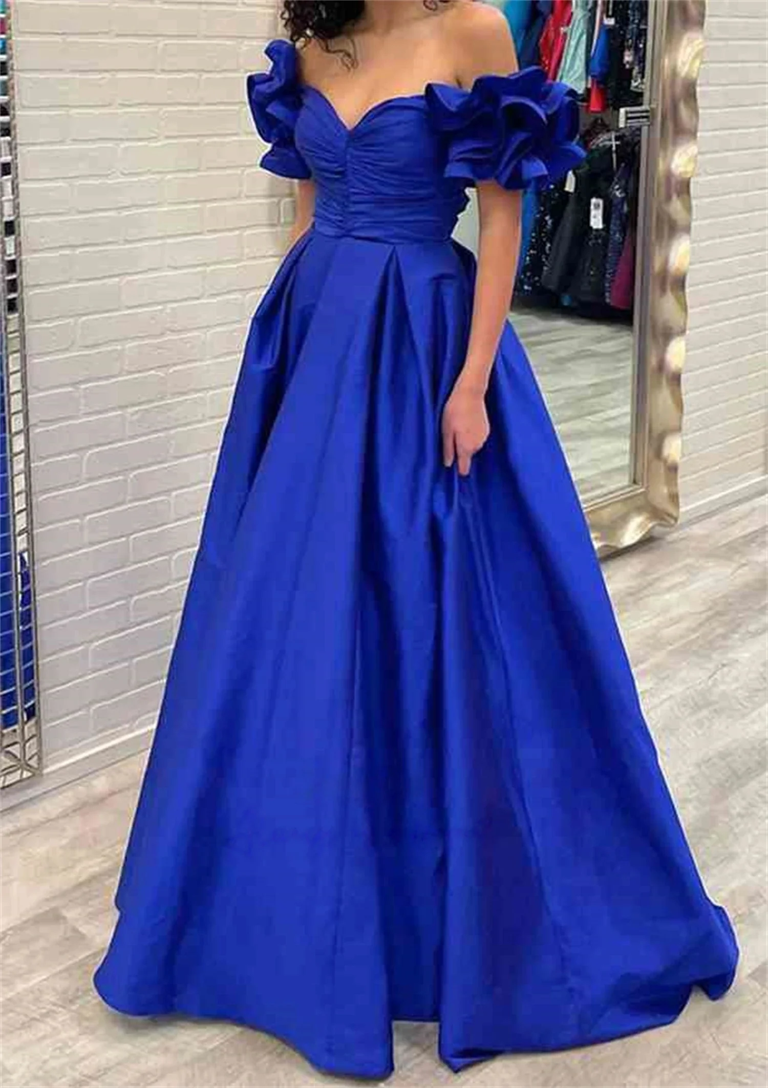 

Royal Blue Long Bespoke Occasion Gown Evening Dresses Pastrol Unisex Jersey Retro Dubai Saudi Arabic Israel Prom Customized