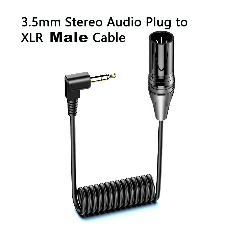 Spring Retractable 3.5mm Stereo Male 90 ° to XLR 3Pin Male And Female Cable Microphone, Mobile Phone MP3 Player, Tablet Computer