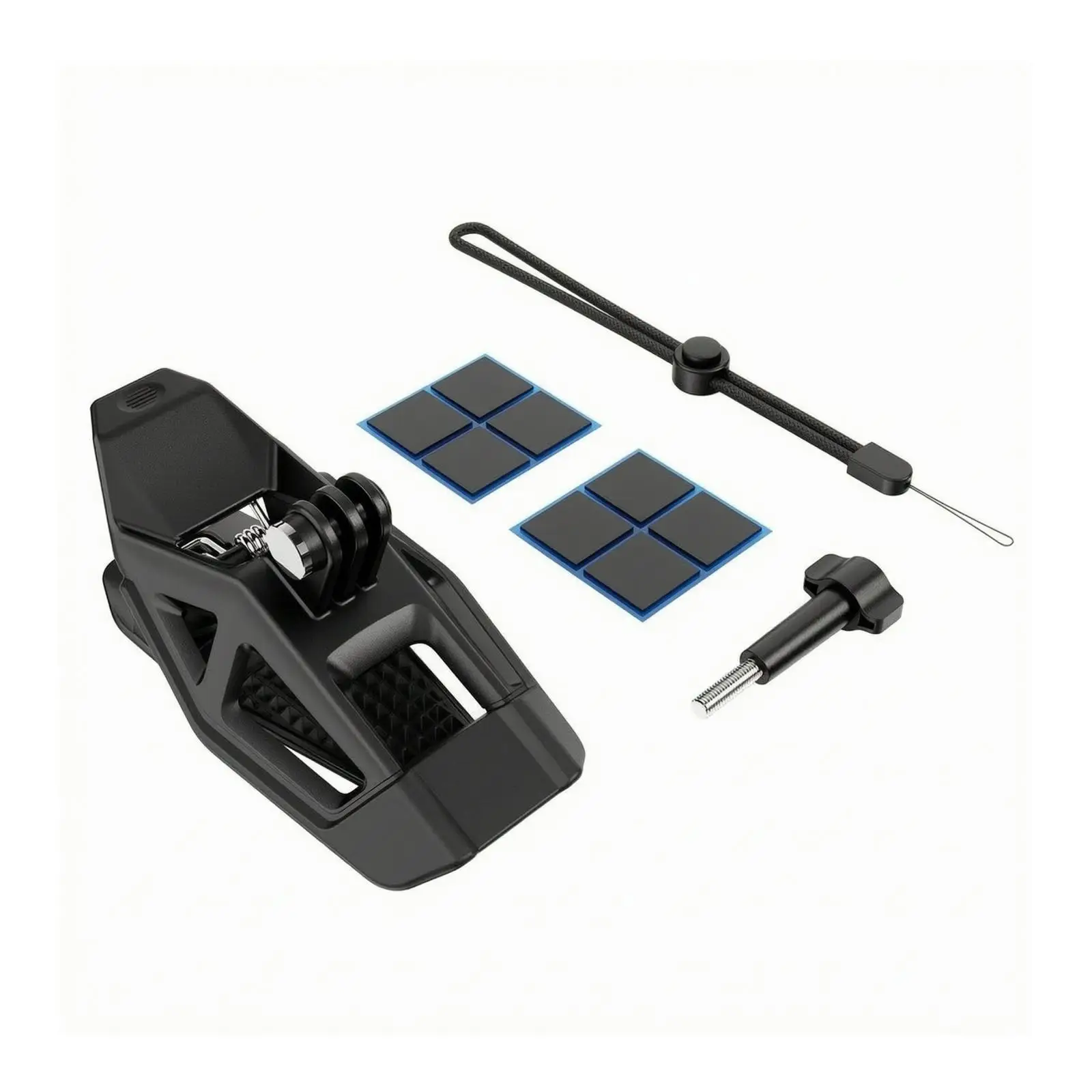 Motorcycle Helmet Chin Mount for Action Camera Nylon Bracket with Hand Strap Contoured Clamp Anti Slip Texture for POV Recording