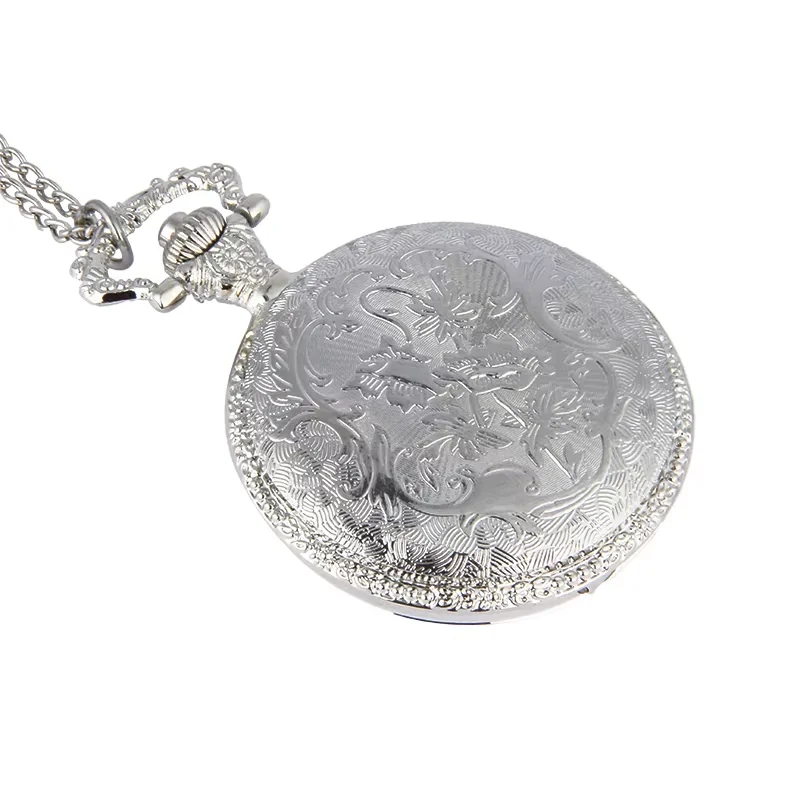 تشغيل قطار البخار ساعة الجيب سلسلة فستان معدني فضي عادية الرجال النساء فوب ساعة الموضة العتيقة