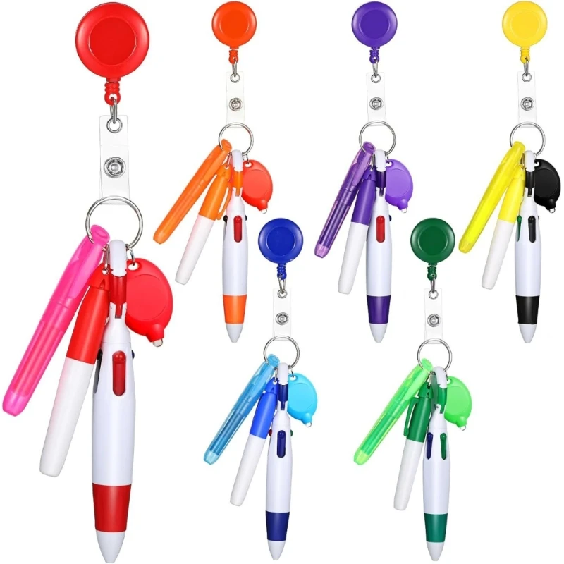 

5-in-1 Badges Holder with Multicolor Pen, Marker and Light for Nurse Doctor Dropship