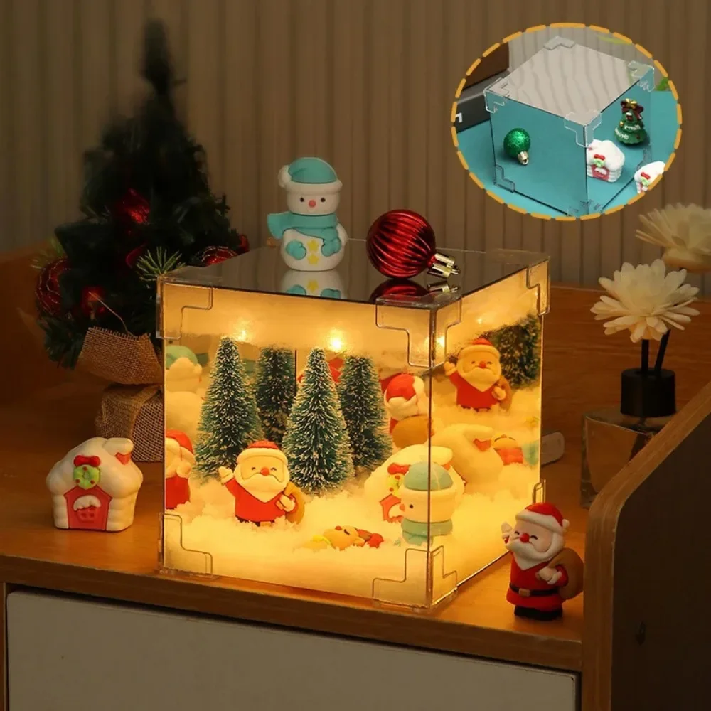 Creative DIY Christmas Snowman Night Light Christmas Snow Scene Lighted Cube Elegant Christmas Decorations For Indoor Festive