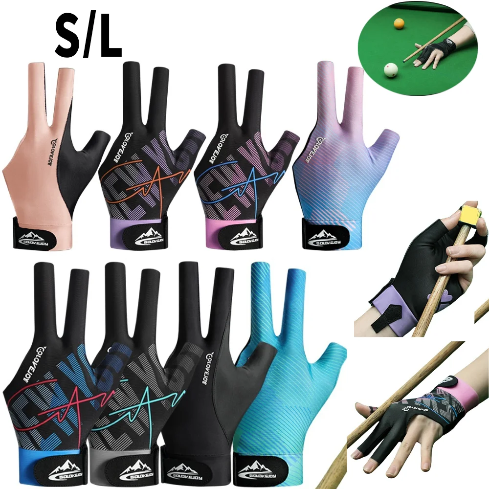 Billiard Gloves Left Hand Three Finger Gloves Elastic Anti-Slip Snooker Pool Gloves Portable Reusable Amateur Training