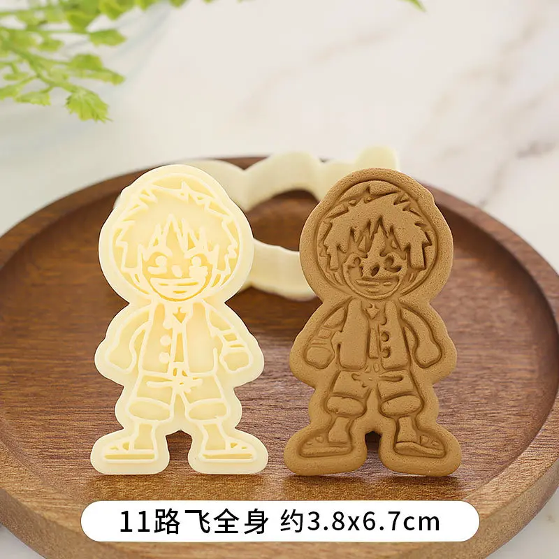 Anime One Piece Cookie Cutters Plastic 3D Figure Luffy Shape Pressable Biscuit Mold Cookie Stamp Kitchen Baking Pastry Bakeware