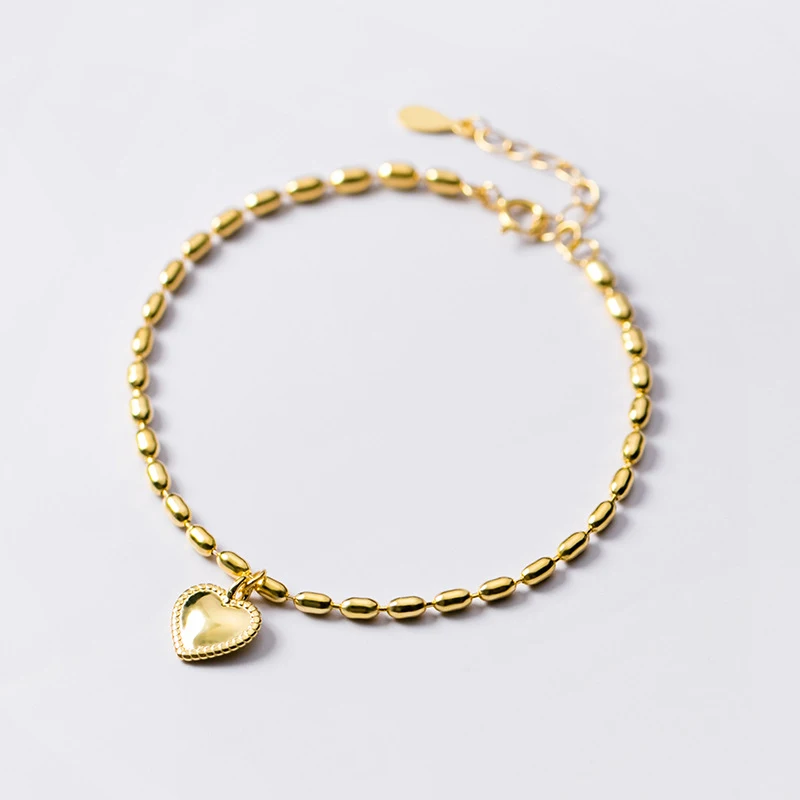 Modian Hight Quality 100% 925 Sterling Silver Heart Bracelet for Women Adjustable Geometric Oval Link Chain Fine Jewelry Bijoux