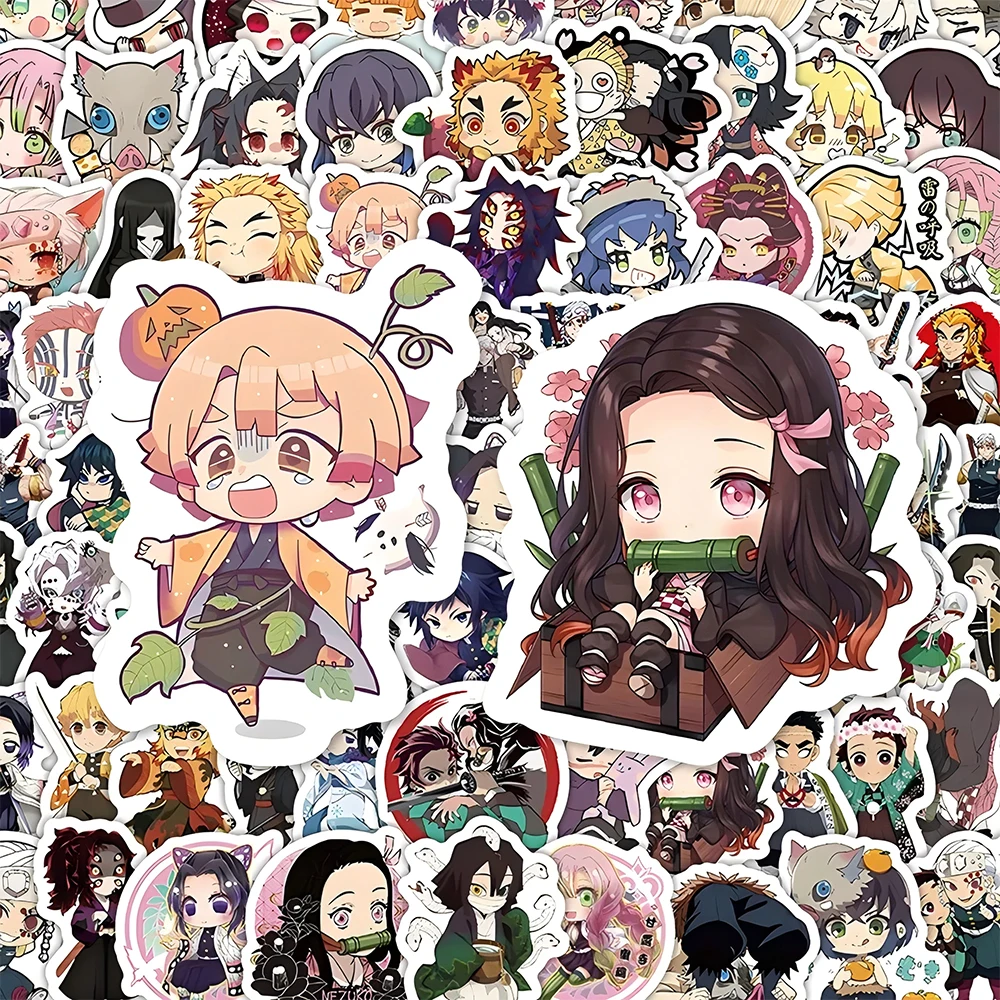 10/30/50/120pcs Anime Demon Slayer Stickers Cute Graffiti Decals Toy DIY Suitcase Guitar Laptop Cartoon Waterproof Sticker Pack