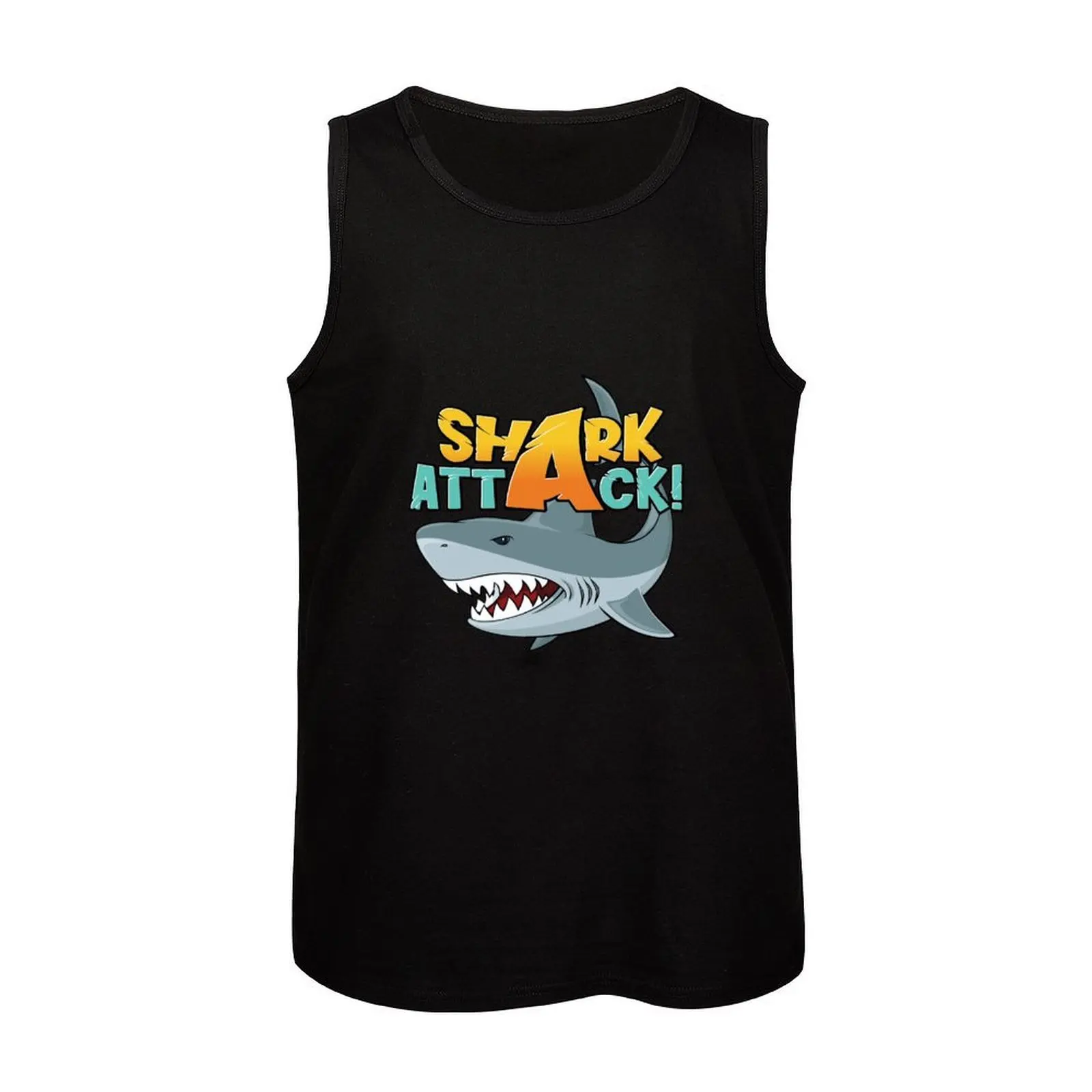 SHARK ATTACK Tank Top Sleeveless Workout Tank Top Muscle Fit Gym Shirt view 4