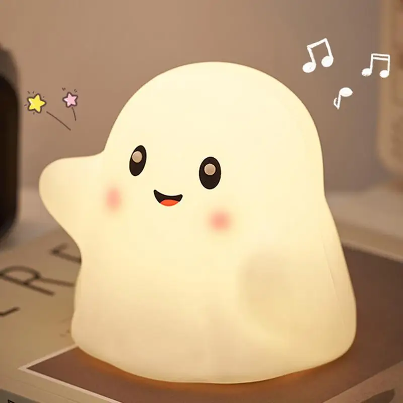 

Halloween Ghost Night Light Cute LED Patting Night Light 3 Gear Dimmable Silicone Night Light Halloween Nightlight Party