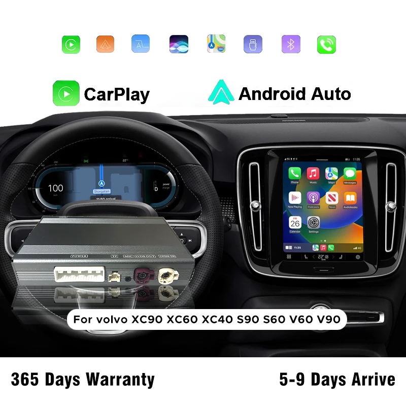 

Wireless Apple Carplay Box Android Auto for Volvo XC90 XC60 XC40 S90 S60 V90 Navigation Radio Car DVD Player Mirror Link Airplay