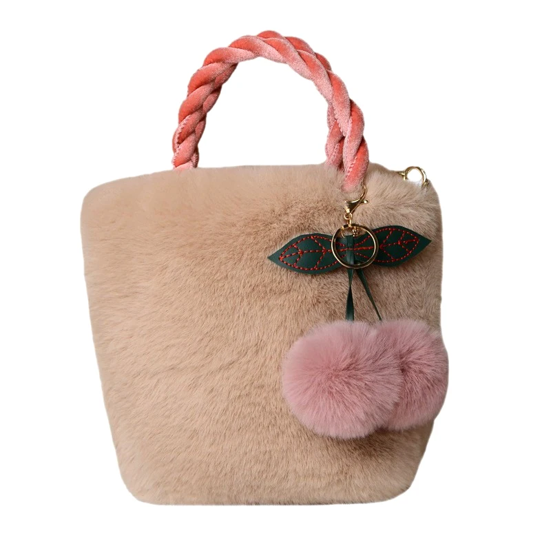 

Large Capacity Plush Travel Bucket Bag High Quality Soft Cherry Maiden Plush Tote Bag