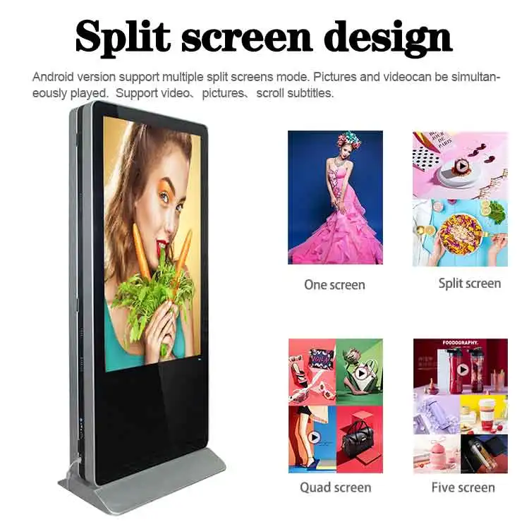 VETO 43 49 55 inches Double Sided Digital Signage Media Player Dual Screen Indoor Totem Commercial Advertising Display