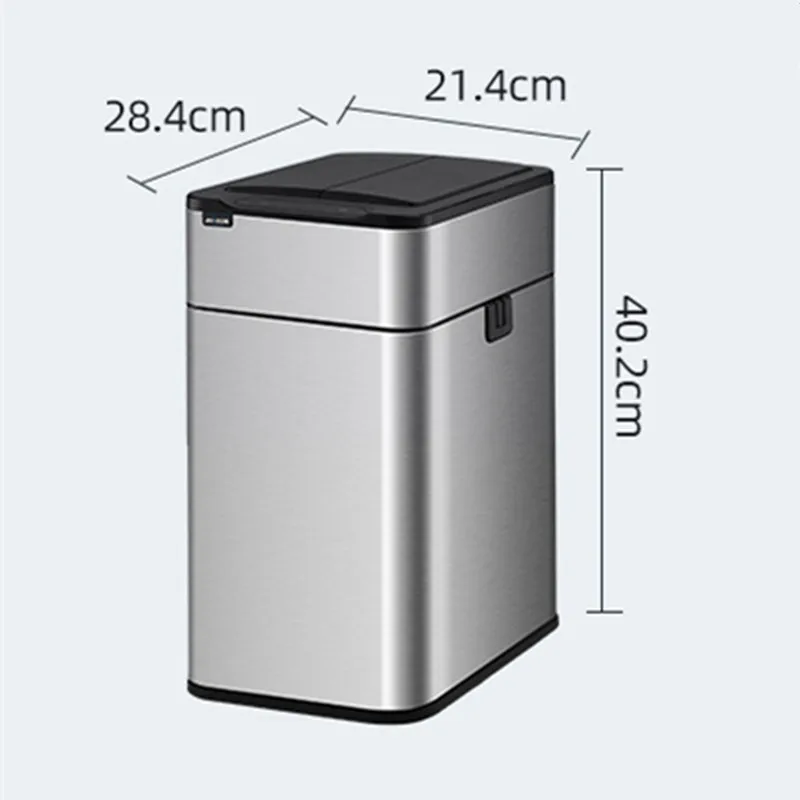 15L Smart Stainless Waterproof Wastebasket  Automatic Sensor Trash Can  Intelligent Narrow Dustbin Bin For Bathroom Kitchen Home