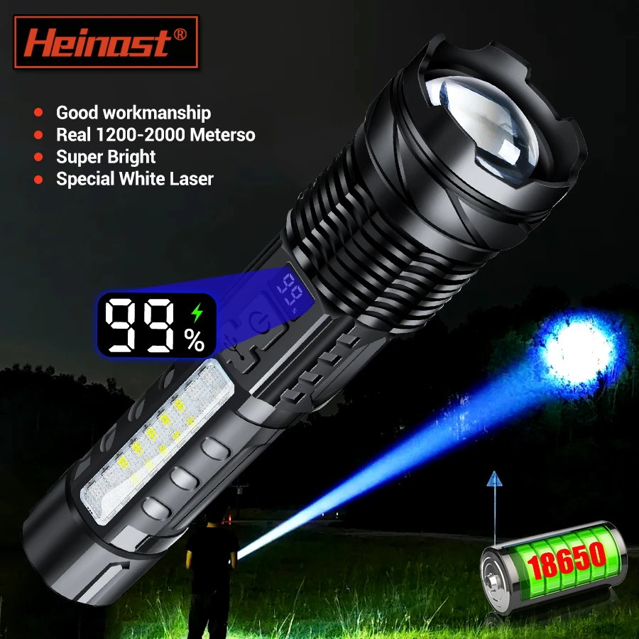 High Power XHP50 Led Flashlight with 7 Modes Rechargeable Zoom Hand Lantern For Self Defense,Camping, Outdoor & Emergency Use