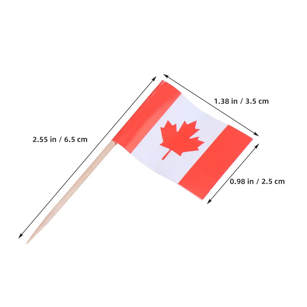 150Pcs Canada Flag Toothpick Double Sided Mini Food Picks Cake Toppers Cupcake Flags Appetizer Fruit Markers Party Decorations