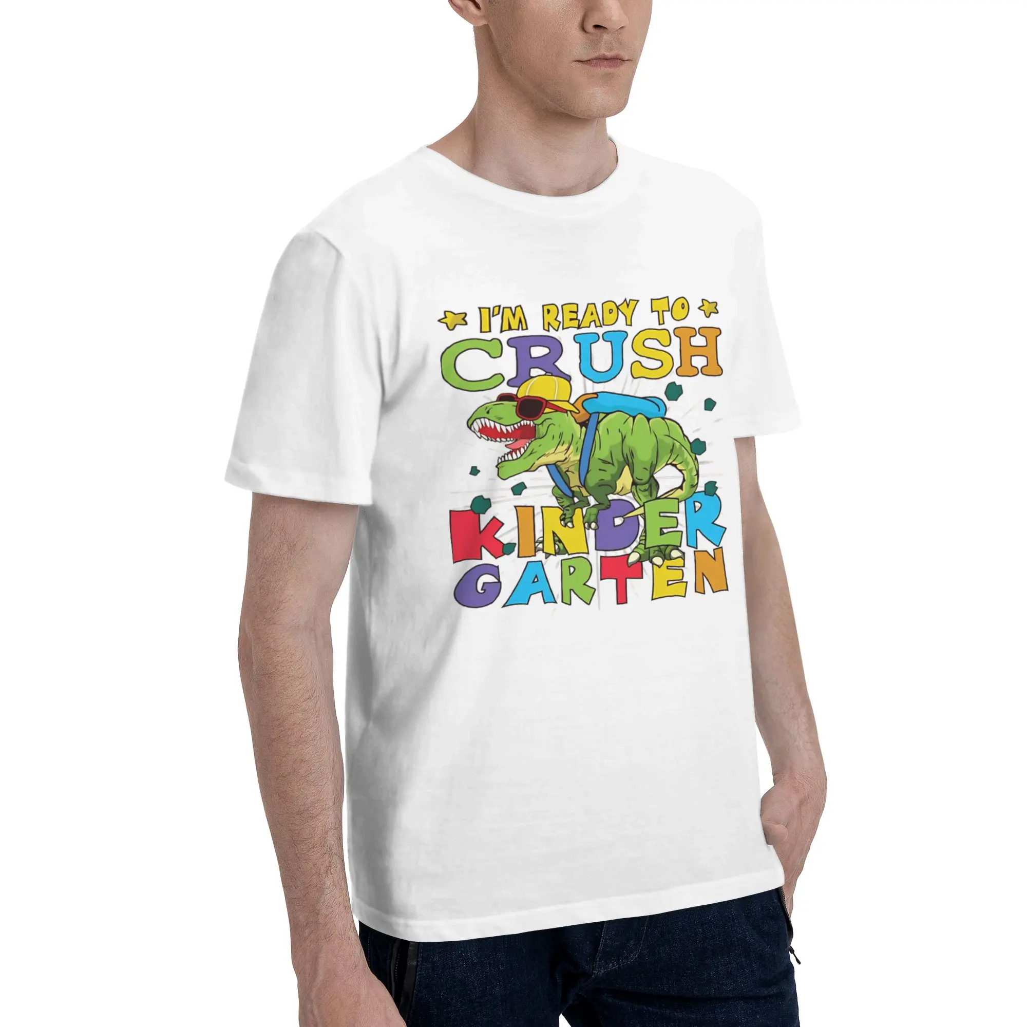 Ready to Crush Back to School Men's T Shirt Kinder Amazing Tees Short Sleeve Round Neck 100% Cotton Adult Clothing T-Shirt