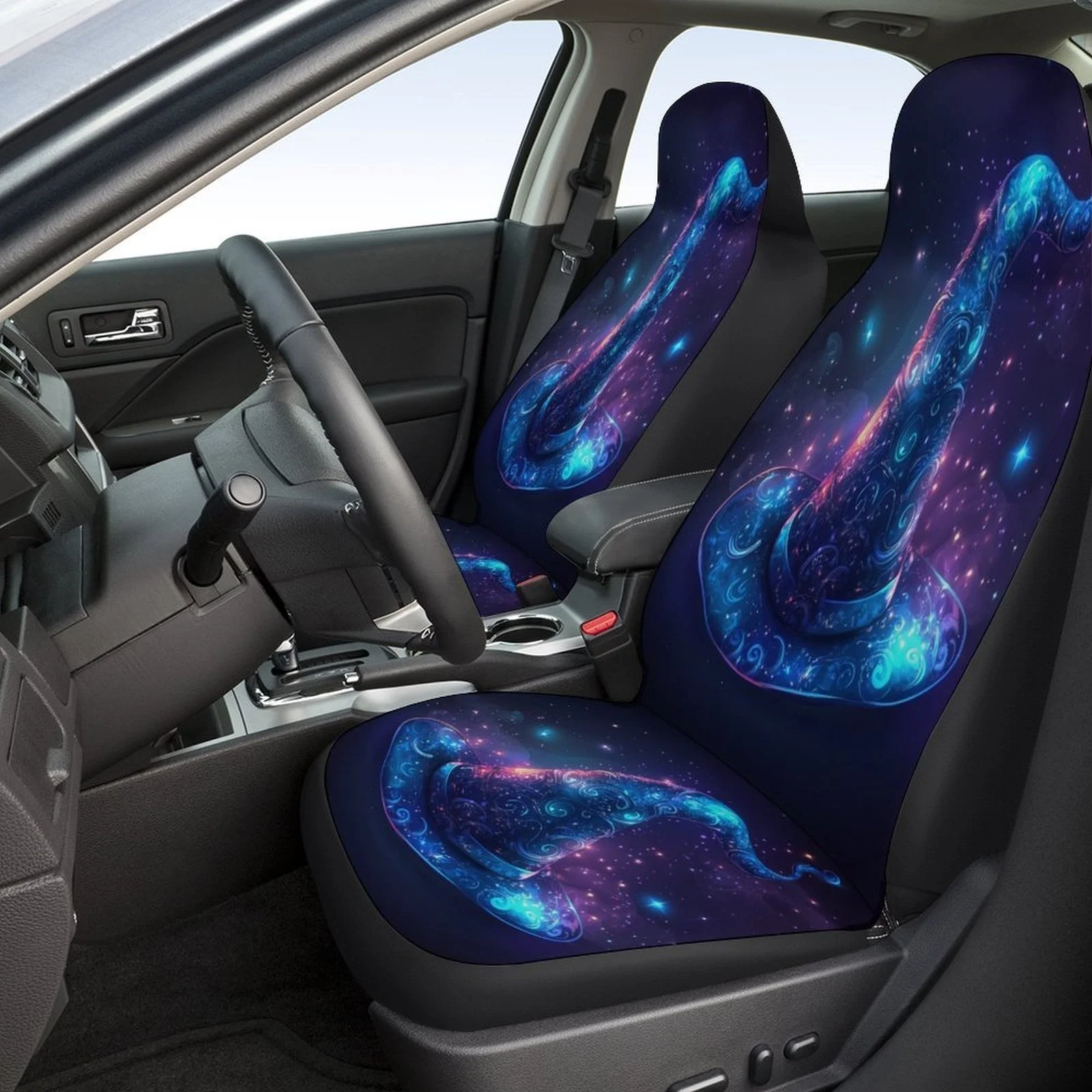 Magical Witch Hat Themed Car Seat Cover Set For Most Cars, Fashion Personalized Novelty Car Seat Protector Covers Full Set, Univ