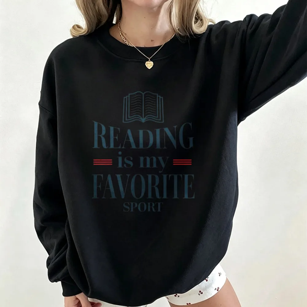 Minimalist Reading Crewneck Sweatshirt Open Book & Quote Vintage Style Design Unisex Casual Sweatshirt Funny Bookish Reader Tops