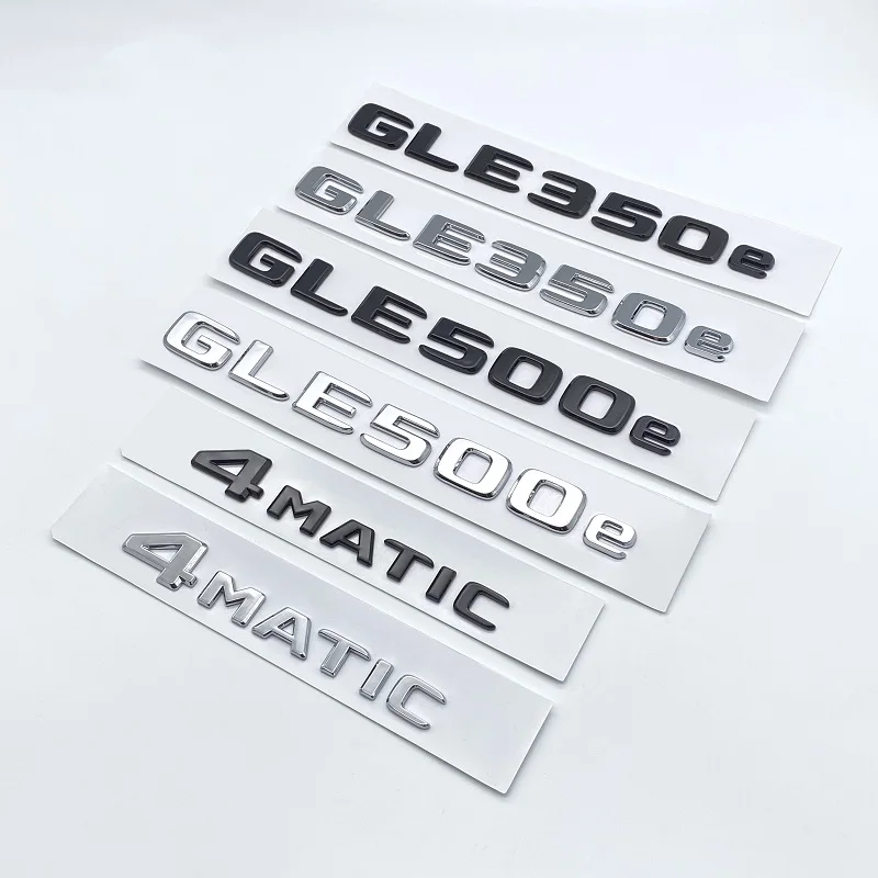 3D ABS cromo letras negras brillantes GLE350e GLE350de GLE500e 4Matic emblema para Mercedes Benz W166 pegatina con logotipo para maletero de coche