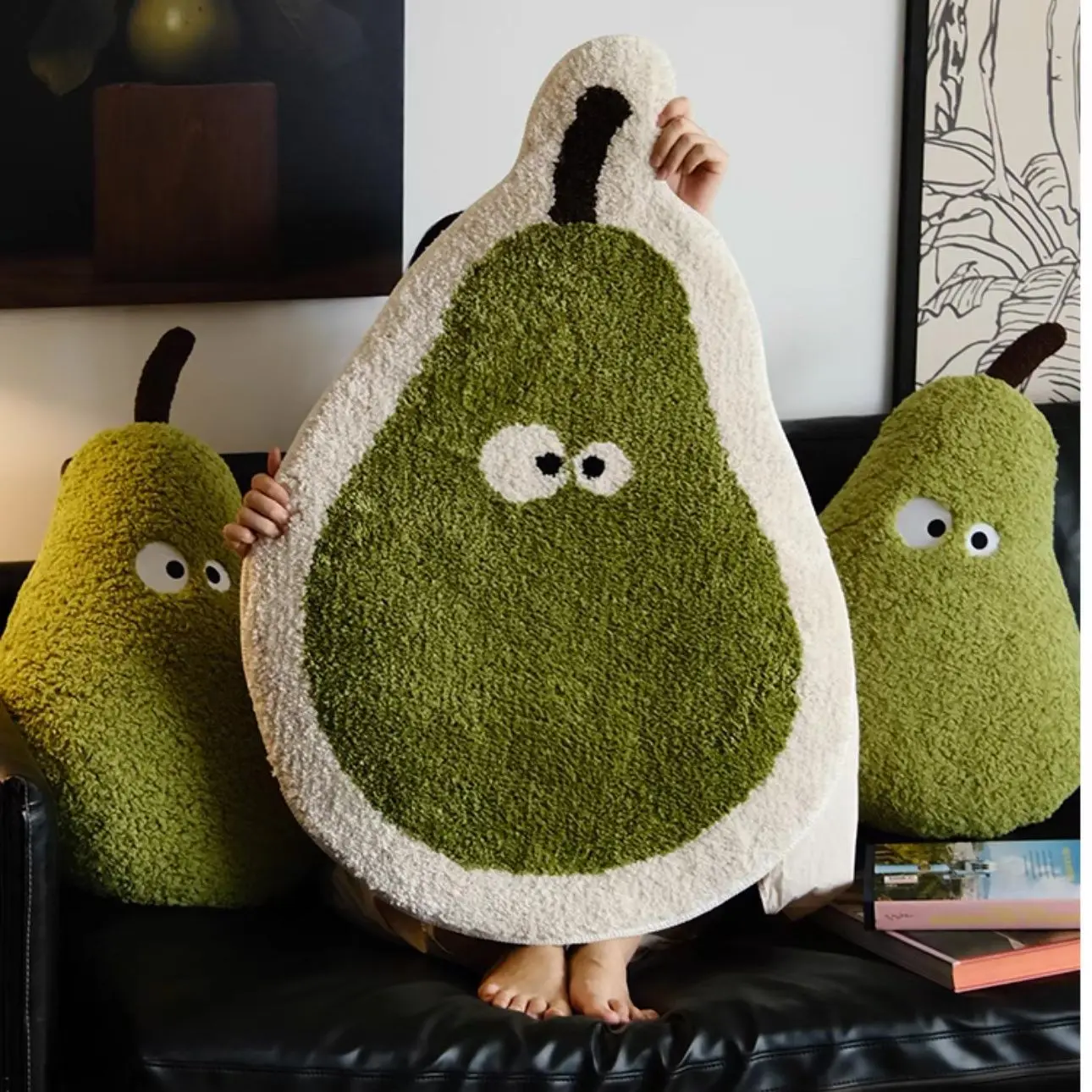 Home Cartoon Big Duck Pear Plush Carpet Children's Room Living Room Bedroom Bedside Carpet Cute Foyer Mat Machine Washable