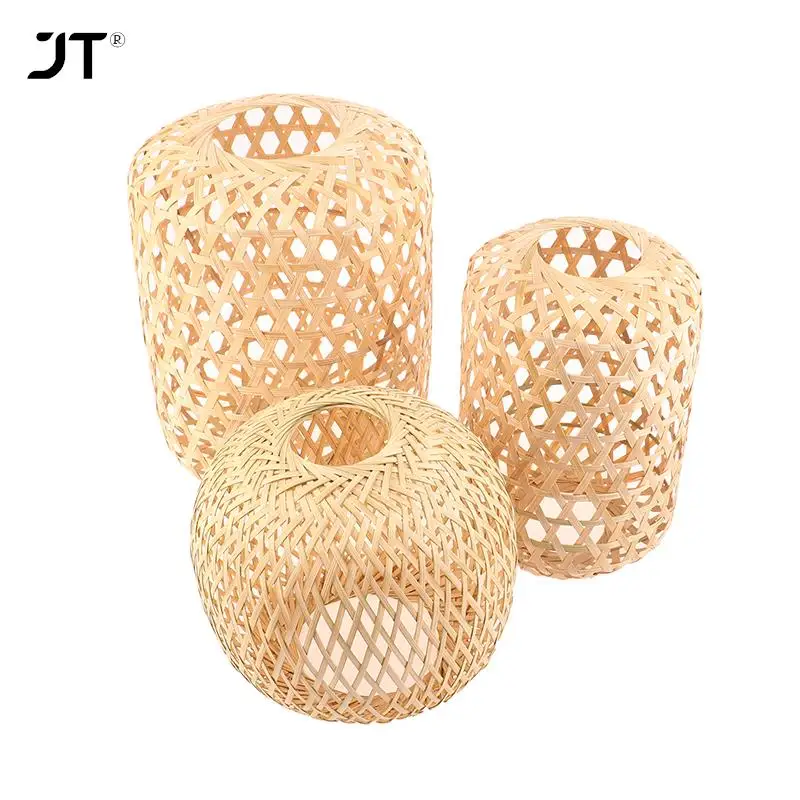 6 styles handmade Bamboo Woven Shade Lamp Light Rattan Wicker Shades Woven Ceiling Cover Chandelier Lampshade