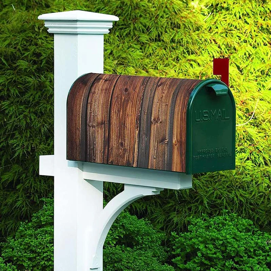 1pc Wooden Board Magnetic Mailbox Cover Vintage Summer Farmhouse Buckle Post Box Cover Wraps Standard For Garden Yard Decor