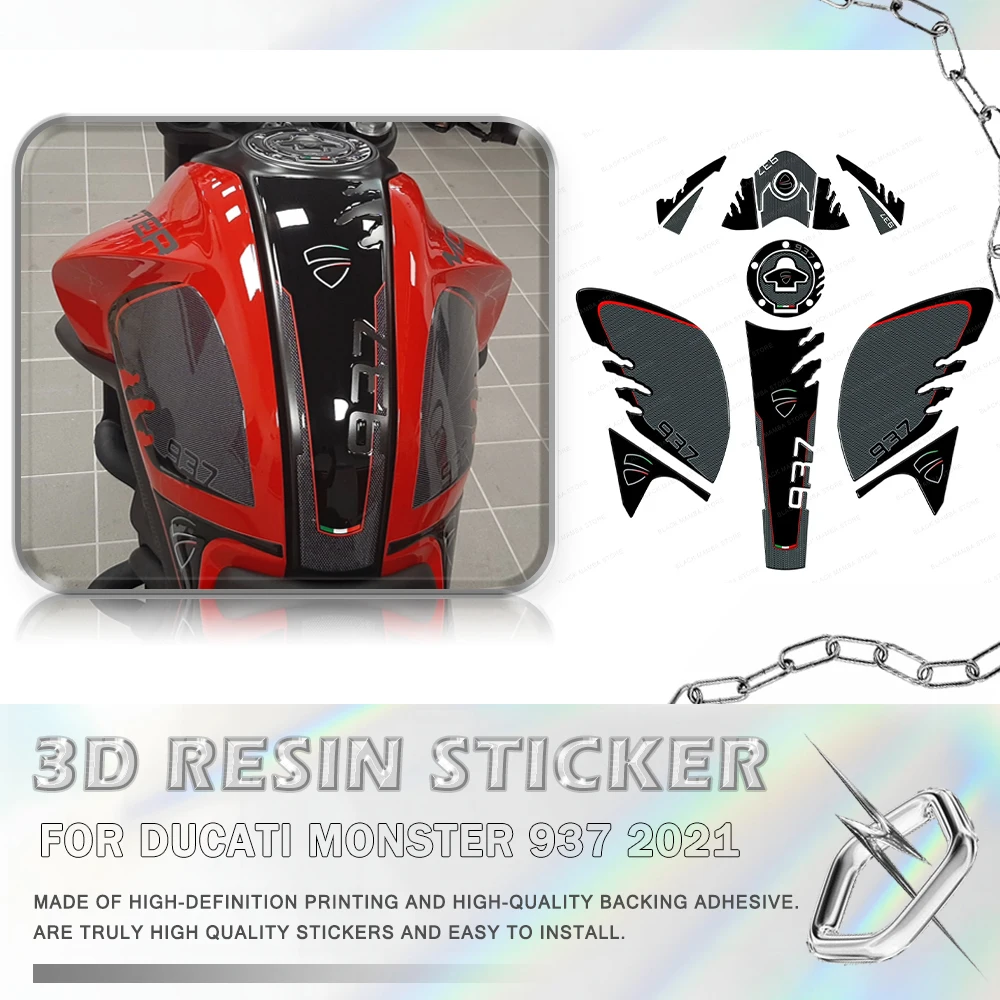

MONSTER 937 2021 Motorcycle Accessories 3D Epoxy Resin Tank Pad Protection Sticker for MONSTER 937 2021
