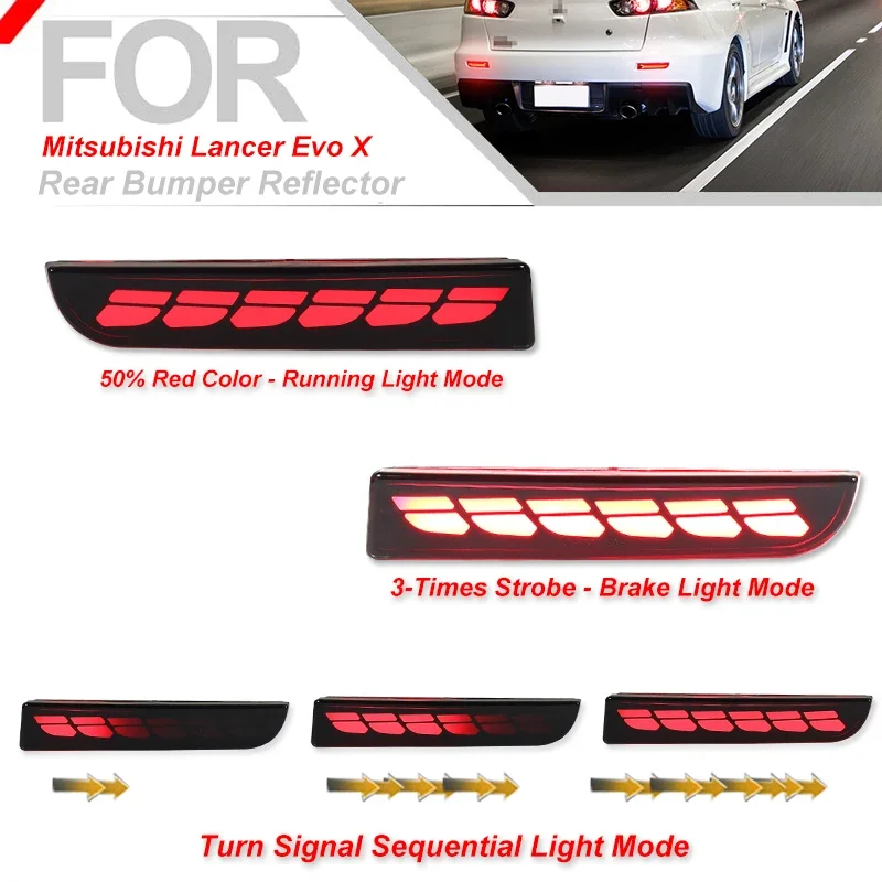 LED Bumper Reflector Lights For Mitsubishi Lancer Evo Evolution ASX Outlander Sport RVR Dynamic Turn Signal Rear Tail Brake Lamp