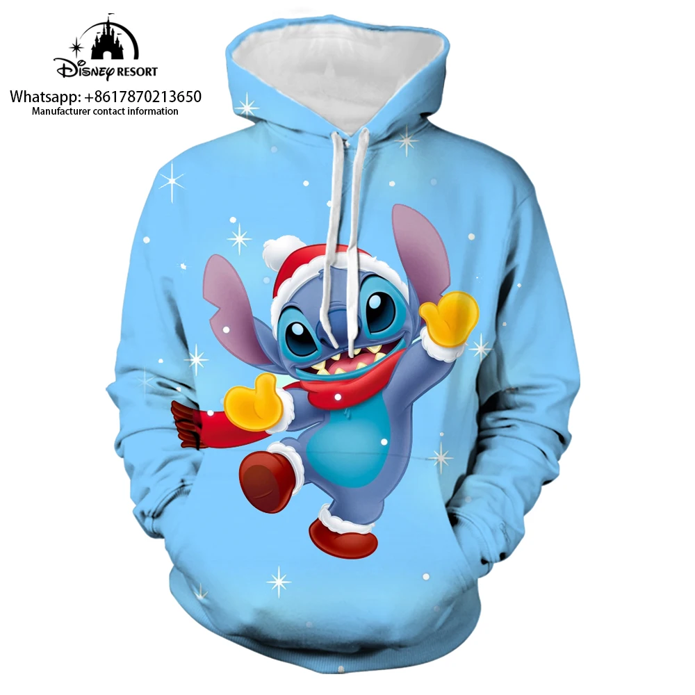 Stitch Cartoon 2022 New Christmas Collection Hoodie Women\'s Streetwear Fall Long Sleeve Disney Branded Casual Sweatshirt Y2K