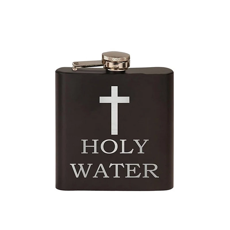 168ML Cross Pattern Holy Water Bottle Black Hip Flask Stainless Steel Hip Flask Hip Flask Alcohol Whiskey Hip Flask Screw Cap