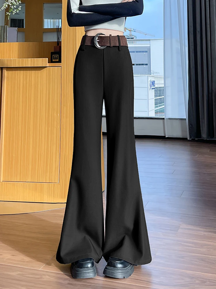 Hochgeschnittene Schlankheits-Hose mit Weitem Bein für Damen, Lässige Gerade Geschnittene Lange Hose, Modische Koreanische Laufsteg-Mode