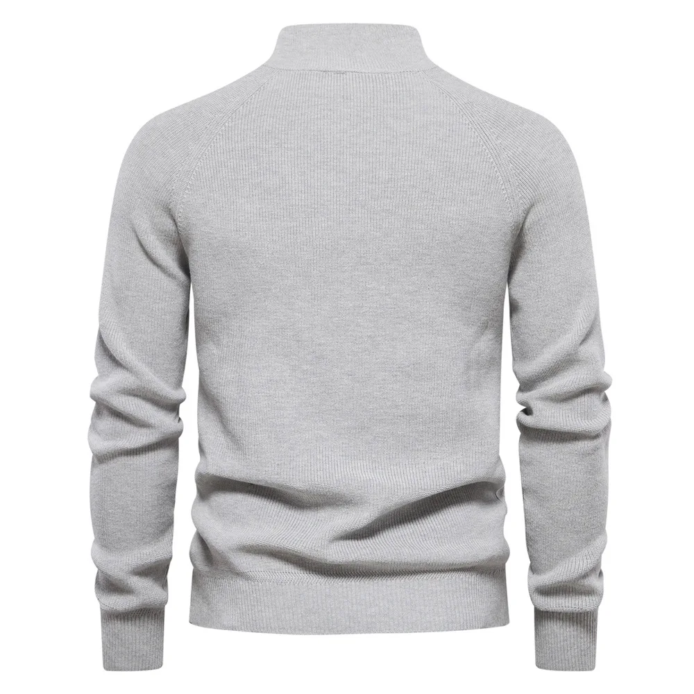 2023 Autumn/Winter New Men\'s Sweater Men\'s Long sleeved Zipper Stand up Neck Solid Color Versatile Casual Clothing