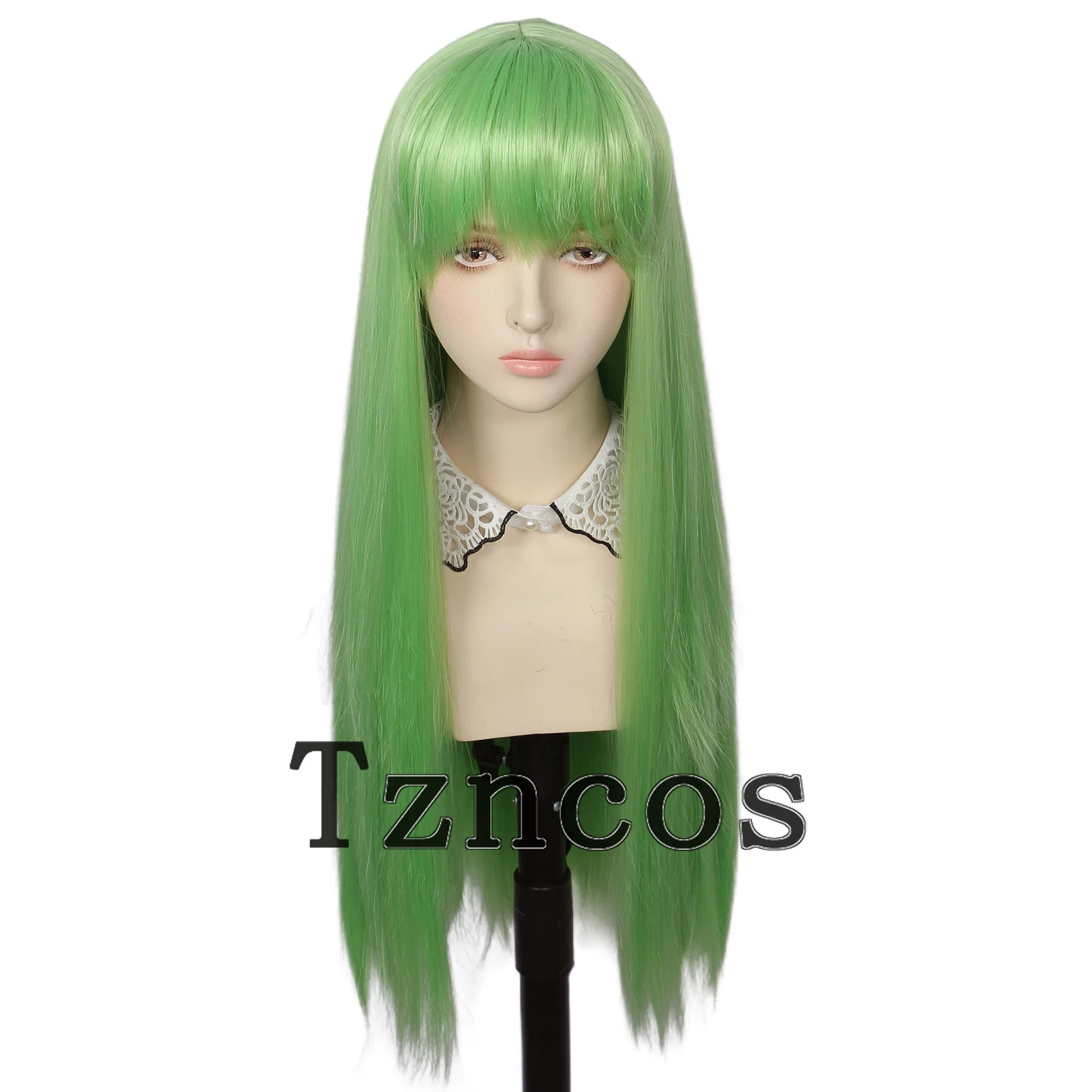 

Tzncos C.C. Парик для ролевых игр в стиле аниме, длинный светло-зеленый высокотемпературный синтетический костюм, парик для Хэллоуина