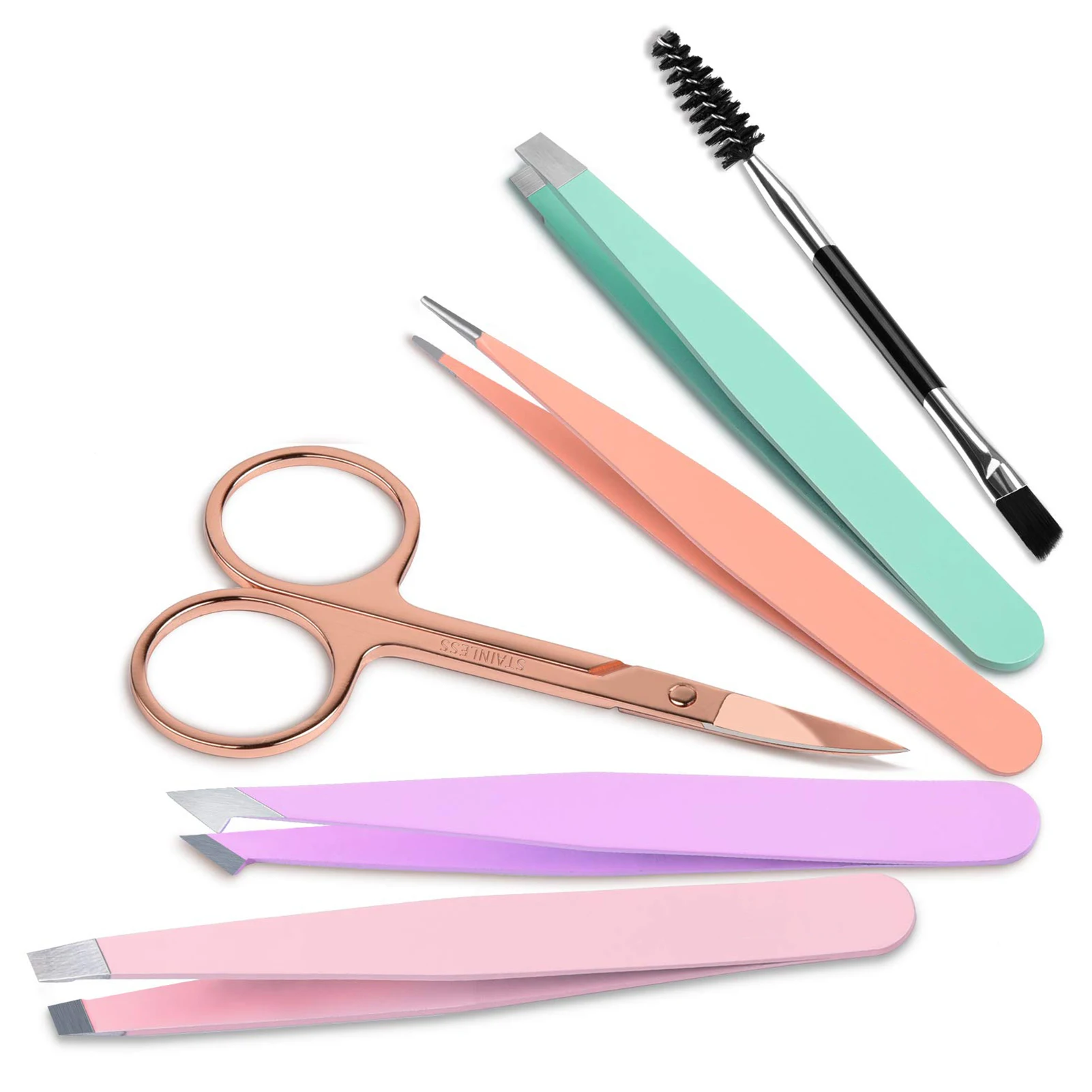 7 pièces pince à cils ensemble coupe des sourcils pinces à sourcils brosse haute précision en acier inoxydable Extension de cils pince à épiler ensemble
