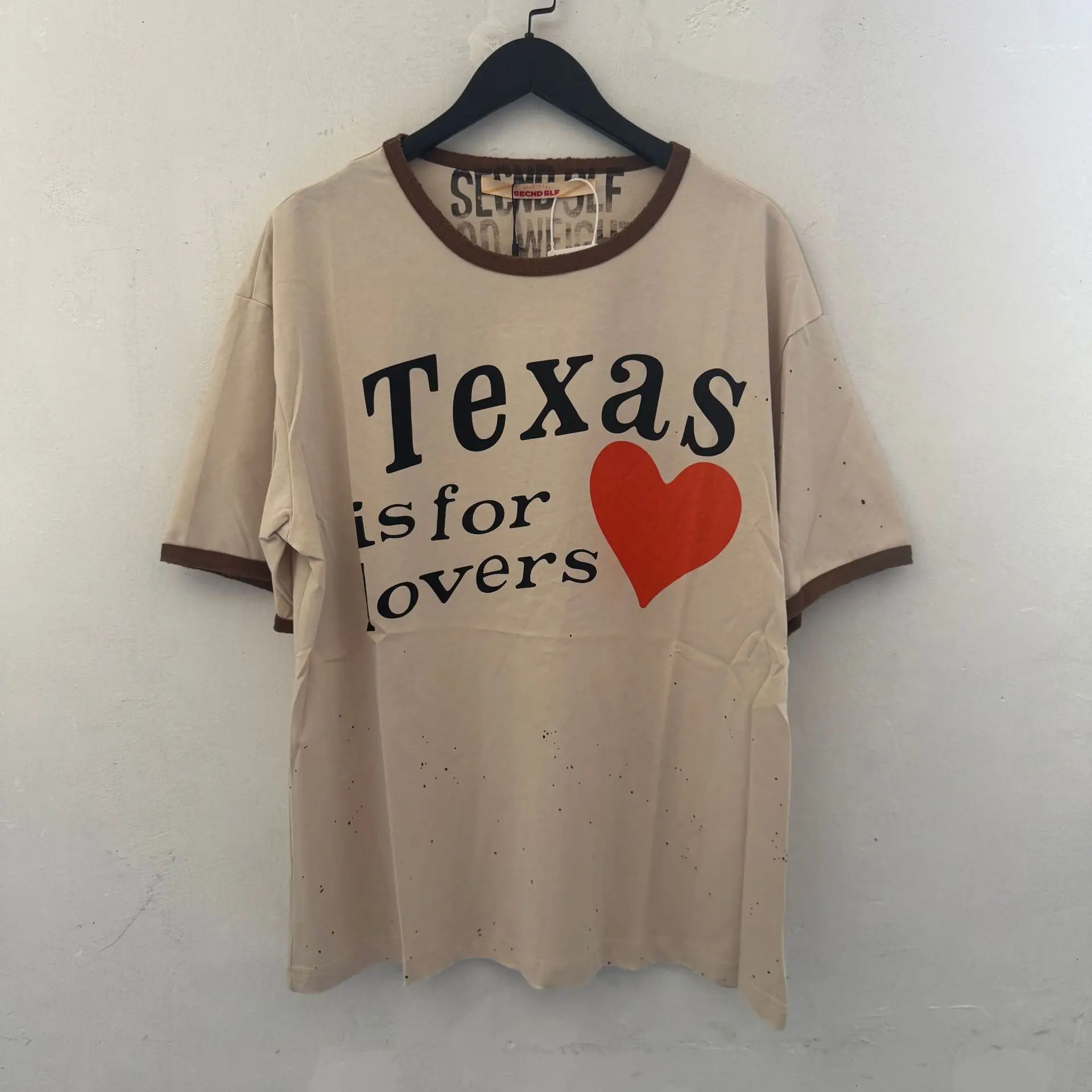 New Men SECND SLF Texas is for lovers T Shirts T-Shirt Hip Hop Skateboard Street Cotton T-Shirts Tee Top US size A223