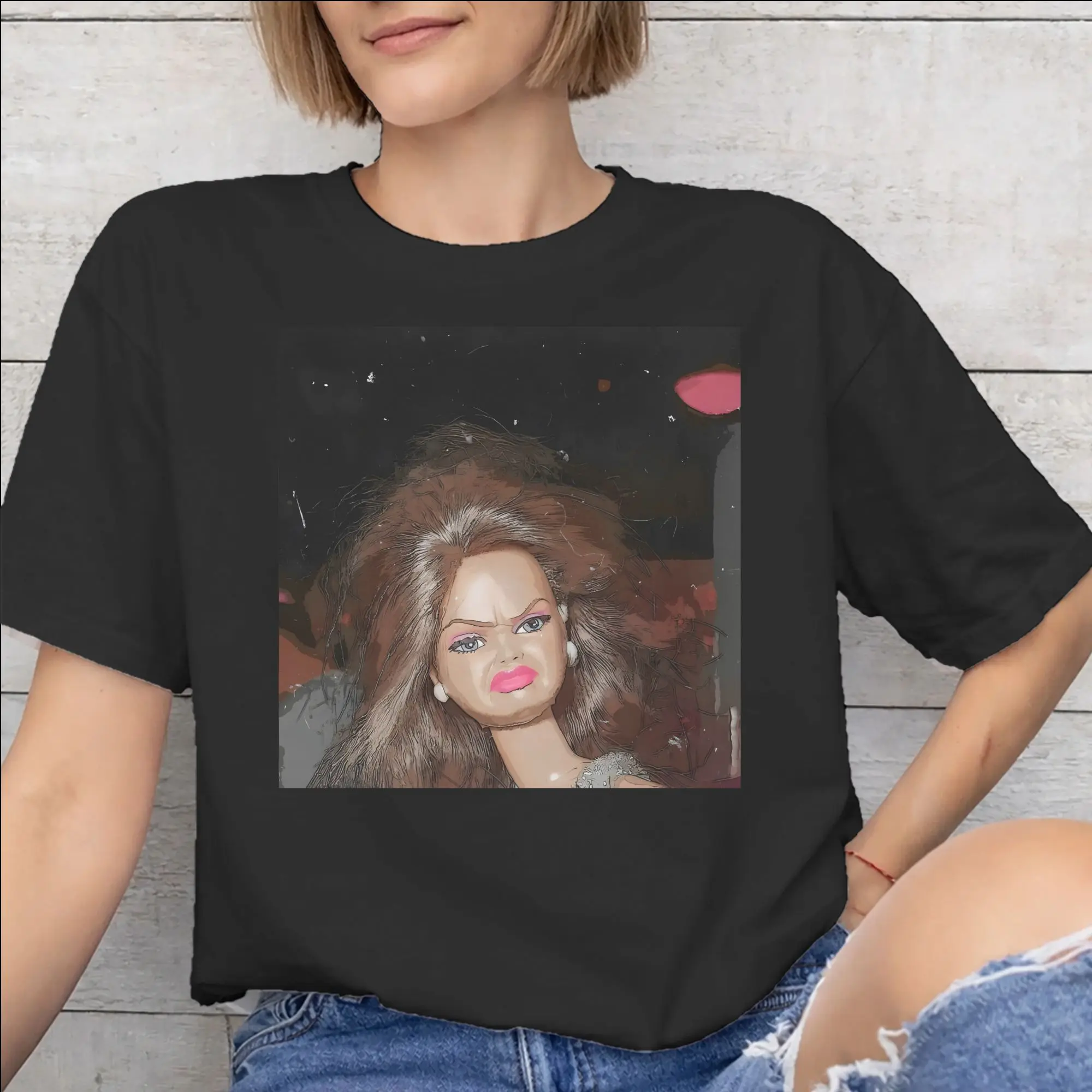 Disgusted Face Meme Doll Babe Merch Unisex T Shirts Pure Cotton Tee Graphic Print  Tops T-shirt