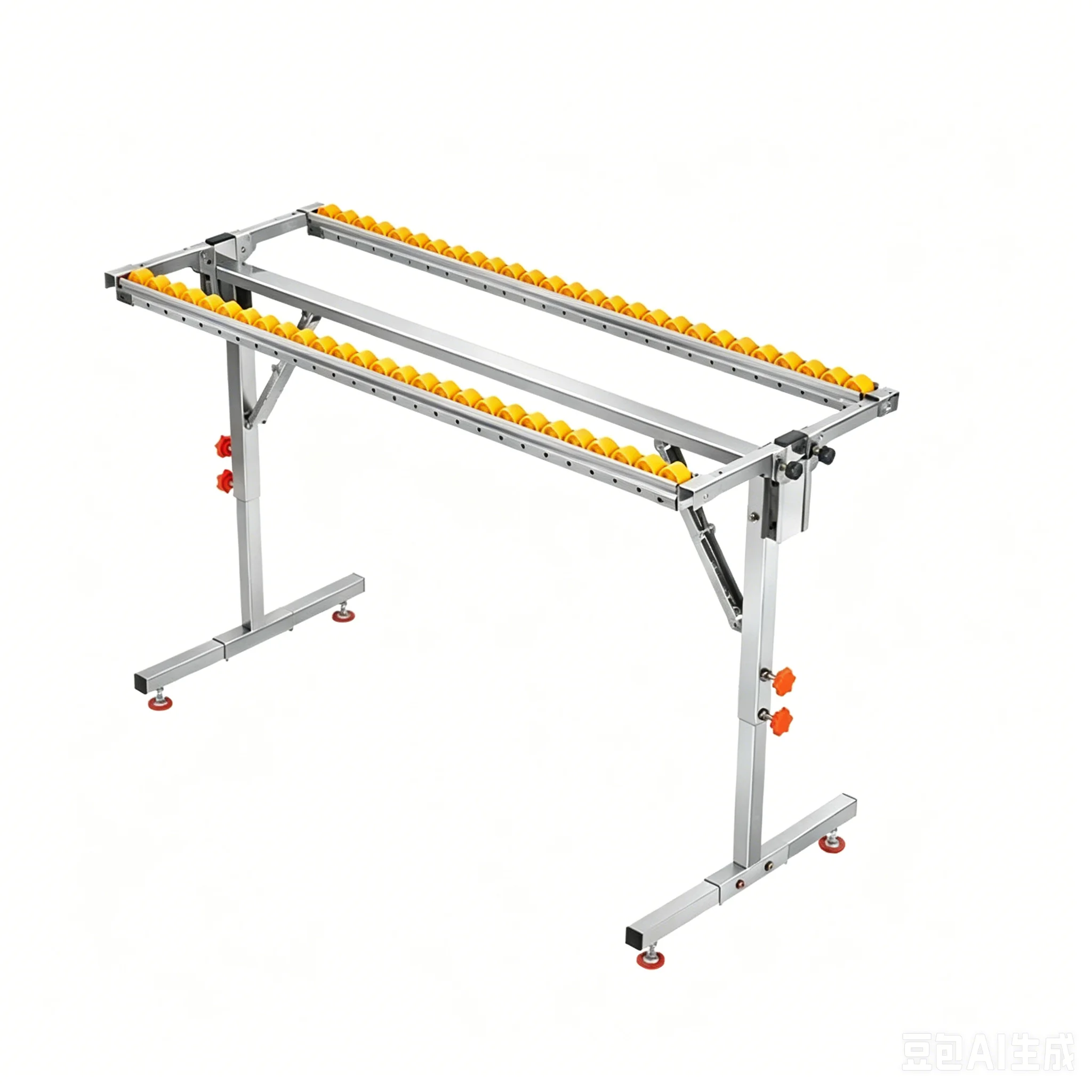 

Double-Row Roller Support Stand, Adjustable Folding Woodworking Table Saw Outfeed Roller Rack, Heavy-Duty Material Support