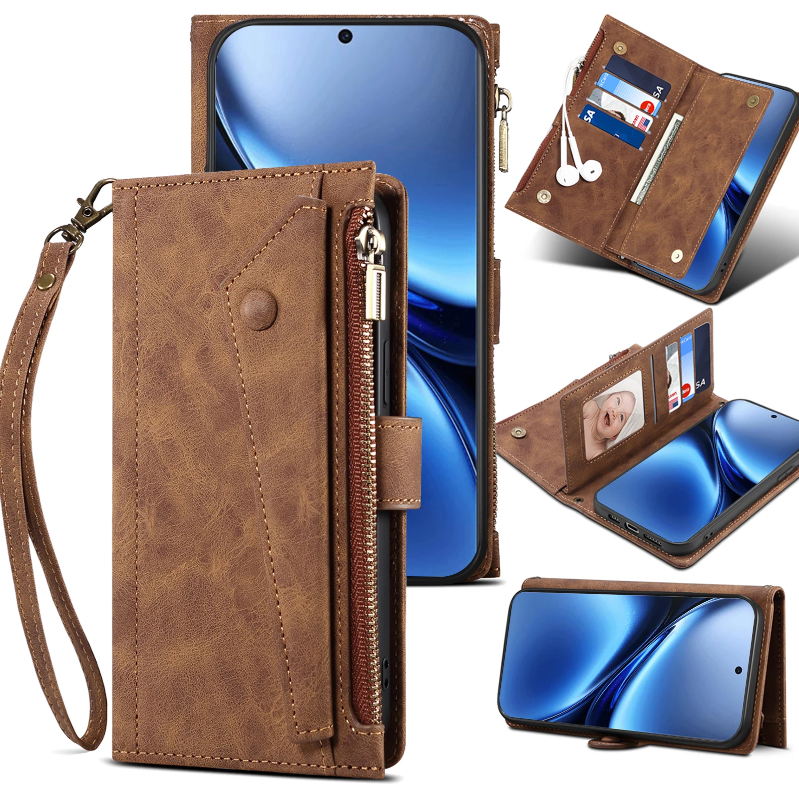 Wallet Hand Bag Case For VIVO X200 PRO / X200 / X200PRO MINI Multifunction Flip Leather Mobile Phone Cover For X200PRO Fundas