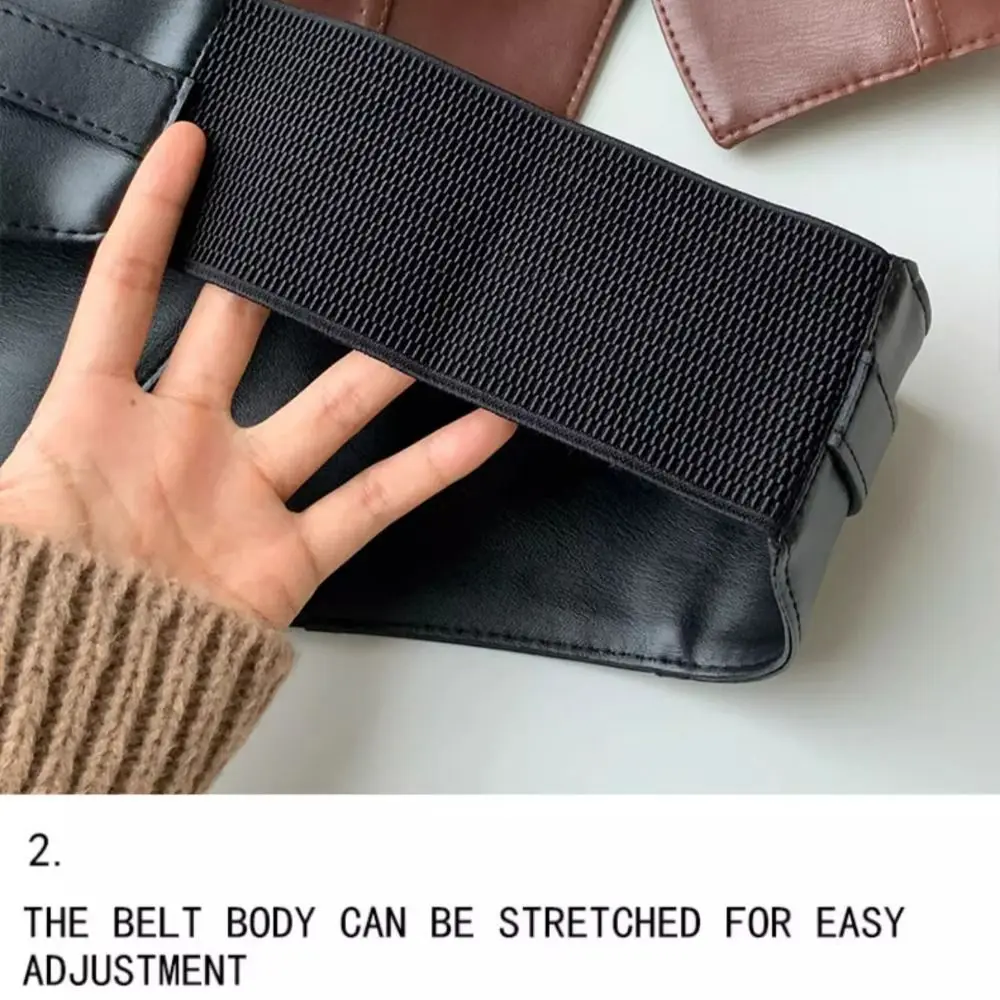 Fascia elastica regolabile punk Cintura larga in pelle PU nera Cintura dimagrante Corsetto in vita da donna