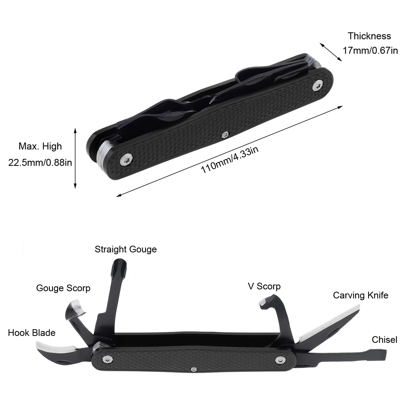 Multitool de escultura dobrável portátil, bolso à direita, ferramenta de escultura multifuncional para carpintaria, Jack Whittling Cutter