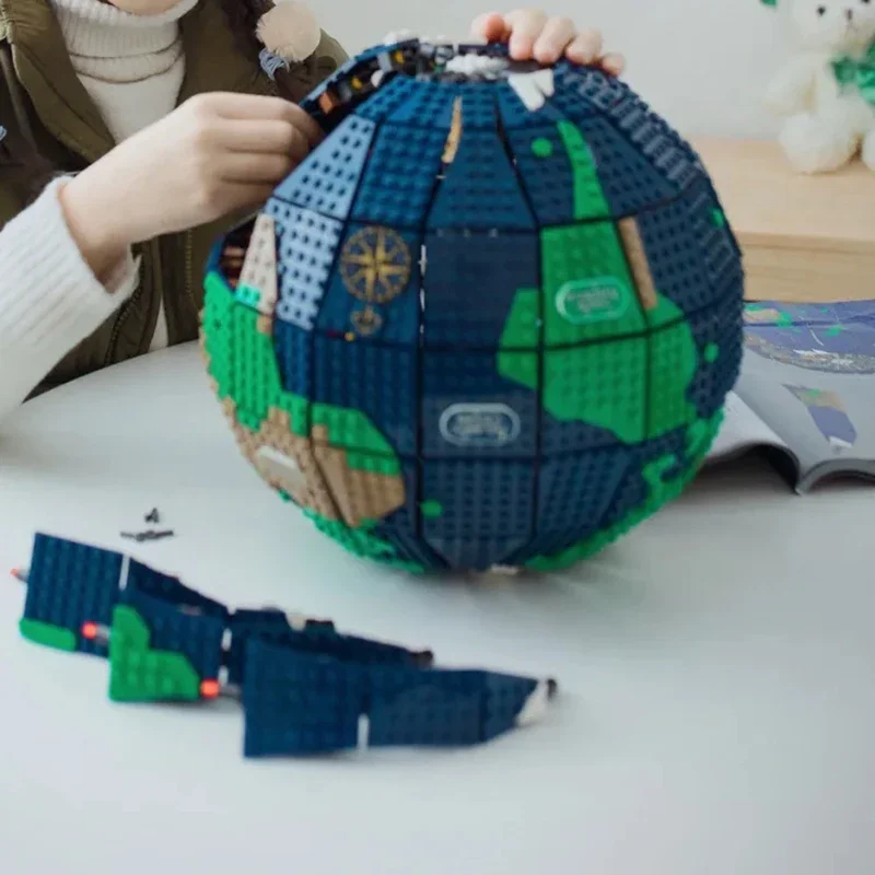 Cretive 2585 個地球儀ビルディングブロックモデルアイデア世界地図高難易度組み立てレンガ教育玩具子供大人のため