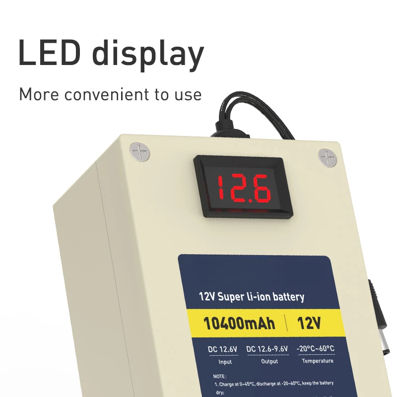 For LED Toys Inflatable Clothes with Charger 12V 10Ah Battery 18650 Lithium Ion Rechargeable 11.1V Battery Pack Built-in BMS