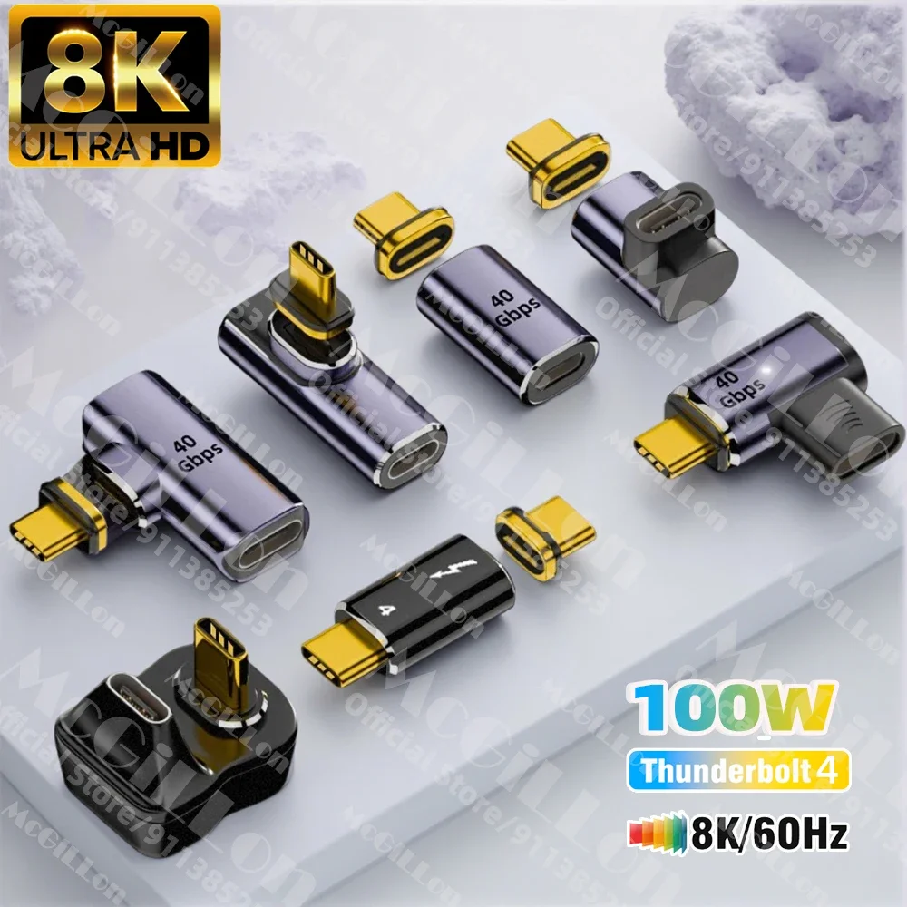 USB4 40Gbps Magnetischer Adapter 100W USB C zu Typ C Schnelllade-Konverter für Thunderbolt3 8K@60Hz USB Typ C Adapter – Detail 1