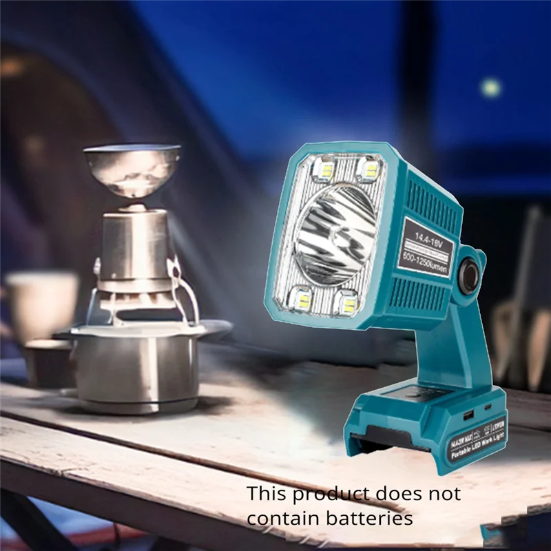 ABYN-Outdoor Lamp 14.4-20V Li- Battery 18W Jobsite Light Cordless Handheld Spotlight For Night Fishing For Camping Emergency