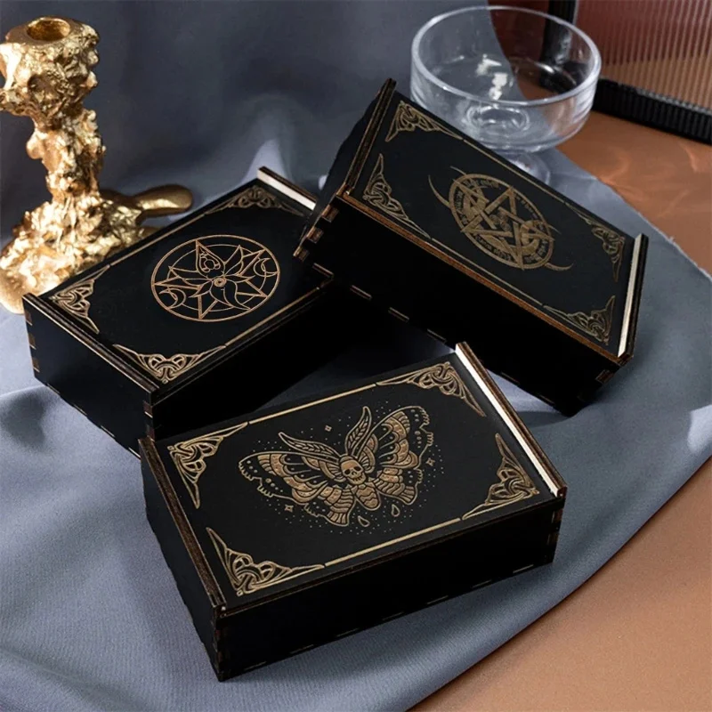 Push Pull Tarot Cards Box Astrologys Trinkets Box Tarot Card Storage Case for Fortune Telling, Witch Decoration