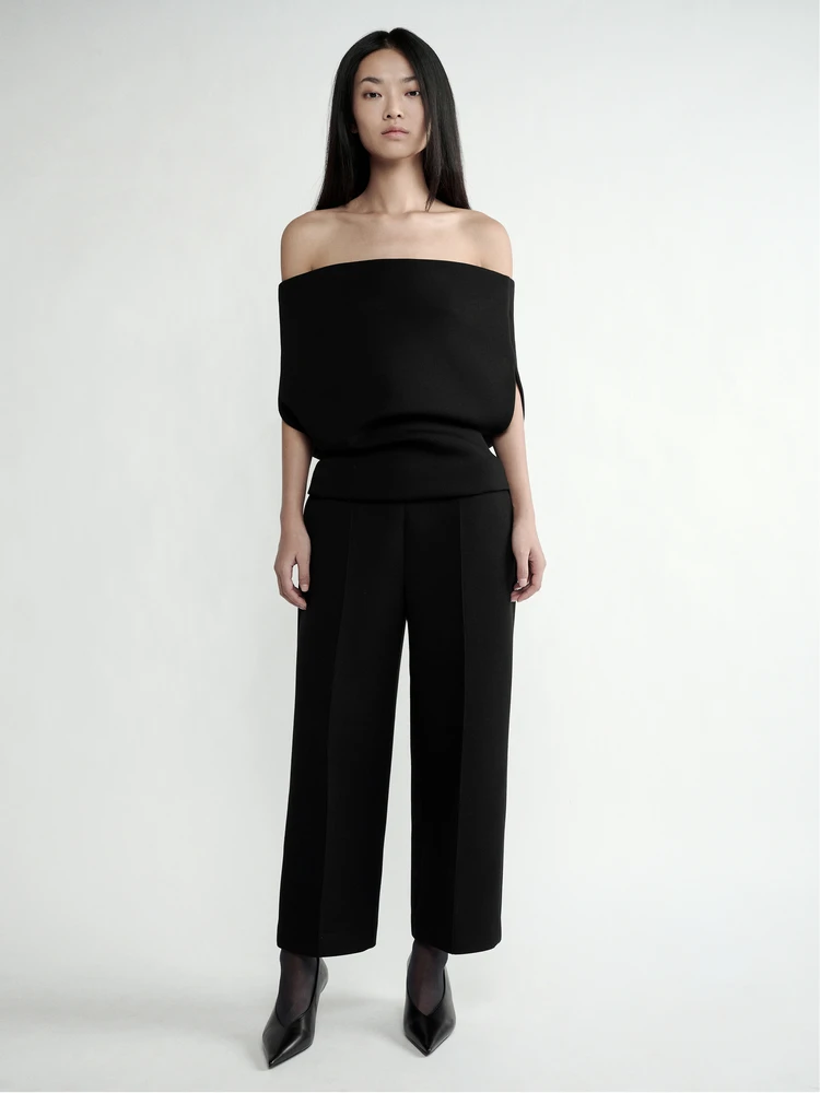 

Lespoir Soft Skin-Friendly Pure Color oulder-Baring Sve Insertion Space Cotton Top Ele Simple High-End Feeling