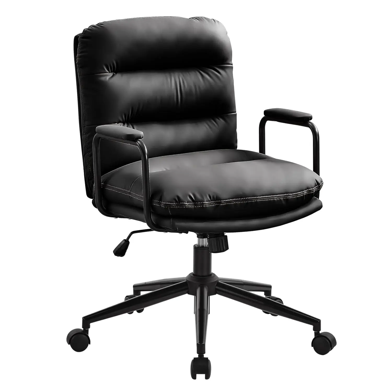 

Leather Home Desk Chair, Comfortable Executive Office Chair With Wheels, Ergonomic Computer Task Chair Adjustable, Customized