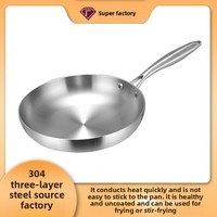 304 stainless steel stir fry pan, induction cooker, gas stove, special flat bottomed pan and cookware