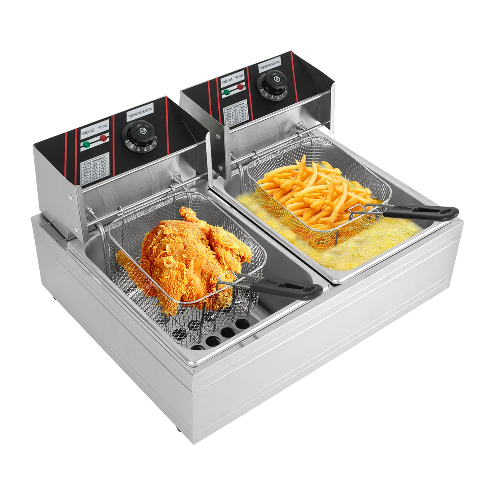 Image of Friggitrice elettrica 6/12L 5000W 60-200 ℃ Friggitrice Friggitrice elettrica commerciale domestica ad immersione con cestello per friggere + coperchio cod004