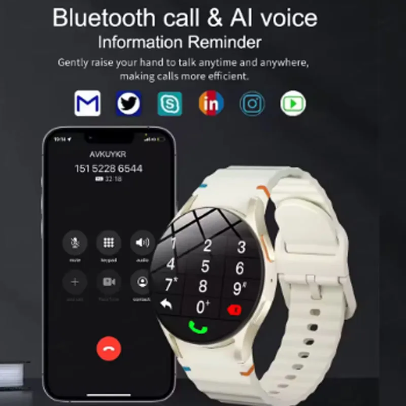 

Для Huawei Mate 20 lite Honor Magic6 Tecno Spark Go 2025 Bluetooth Calling Smartwatch Монитор температуры тела Артериальное давление
