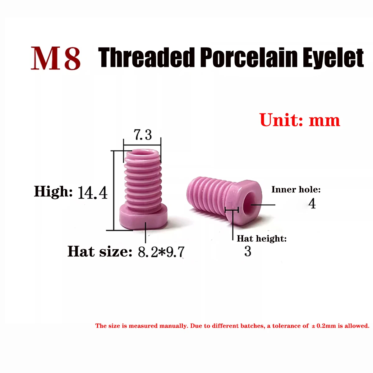 10-50pcs Alumina Threaded Eyelet、Textile Machine Ceramic Guide 、Wear-resistant Porcelain Eye、M8-M20 Insulating Threaded Bush